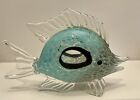 Large Blown Glass Turquoise Blue Black 10” Long X 7” High Tropical Angel Fish