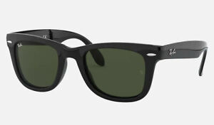 RAY-BAN Wayfarer Folding Classic Gloss Black/Green 54mm Sunglasses RB4105 601 54