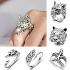 Silver Plated Wolf Leopard Open Rings Animal Finger Ring Adjustable Men Jewelry