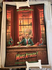 Mars Attacks Movie Art Print Poster Not Mondo BNG Kevin Wilson #/110 Damaged