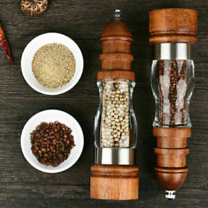 Salt Pepper Mill Wooden Adjustable Ceramic Spice Grinder Kitchen Party BBQ Tool