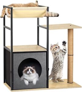 Cat Tree Cat Tower Condo for Indoor Cats,Cat House w/Hammock & Scratching Posts