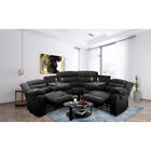 Sectional Manual Recliner Living Room Set Black Color