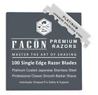 100 FACON PLATINUM STAINLESS STEEL SINGLE EDGE RAZOR BLADES STRAIGHT EDGE BARBER