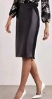 NWT! ELLEN TRACY Vegan Black Leather Pencil Midi Skirt Stretch Size M $89