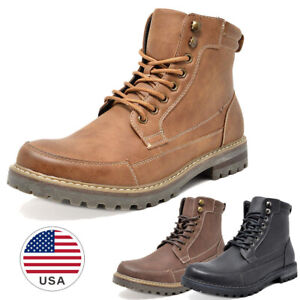 Men's Motorcycle Military Combat Oxford Boots Zipper Shoes Leather