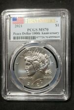 2021 Peace Silver Dollar  First Strike 100th Anniversary  PCGS MS70