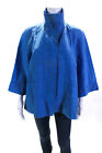 Lafayette 148 New York Womens Linen Zip Collared Long Sleeve Jacket Blue Size 14