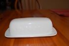 Vintage Covered Butter Dish Gibson Embossed Fruit White Ceramic China