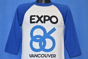 vtg 80s EXPO 86 VANCOUVER WORLD EXPOSITION FAIR CANADA RAGLAN JERSEY t-shirt S