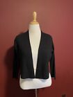 Eileen Fisher Women's Large Wool Shawl Cardigan Sweater Collar 3/4 Sleeve Black