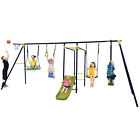 660 lbs Kids Metal Swing Set for Backyard 7-in-1 Multifunctional Swing Set