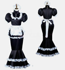 Sissy Maid Lockable Black Stain Fishtail Dress Uniform cosplay Costume