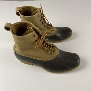 LL Bean Men's Brown Leather Lace Up Round Toe Ankle Duck Bean Boots Size 12