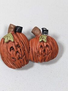 Country Style Halloween Pumpkin Jack O Lantern Carved Style Resin Orange