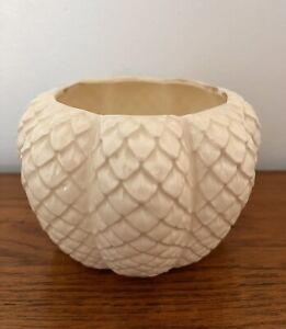 New ListingVtg Erphila Czechoslovakia Pottery Round Plant Vase 5” X 3-1/4” Ivory #3510