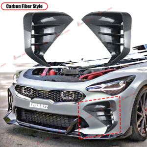 For KIA Stinger 2017-2023 Carbon Style Front Bumper Vent Hole Cover Body Kit (For: 2022 Kia)