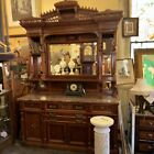 Antique Eastlake Victorian Heavily carved Buffet With Marble Top