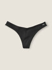 Victoria's Secret PINK - L Cotton Thong Panty - Black - Ribbed Large