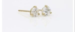 14kt Yellow Gold Round Diamond Stud Earrings