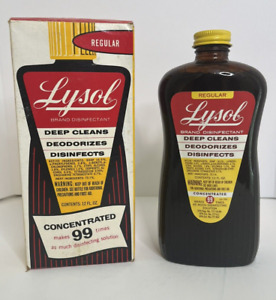 NOS Lysol Original Collectible Box MCM Display Vintage Amber Glass Bottle Large