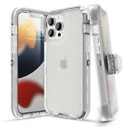 For iPhone 14 Plus 14 Pro Max Clear Shockproof Defender Case +Clip Glass Screen