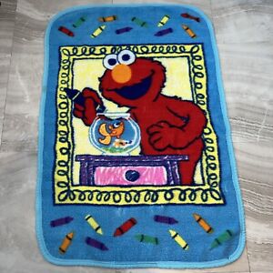 Sesame Street Elmo Blue Fish Fishbowl Crayon Blanket Fleece Toddler Baby Throw