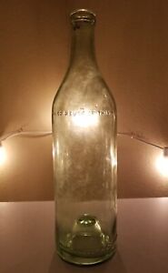 1940's J.A. HENNESSY & CO. COGNAC Whiskey Bottle FRANCE Liquor Cork Top Green