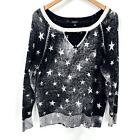 Torrid Women's Sweater Burnout Stars Print Black White Size 2 2X Keyhole Front