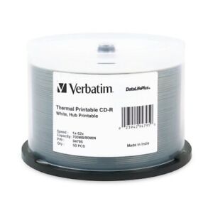 Verbatim CD-R 700MB 52X DataLifePlus White Thermal PrintablePrintable - 50pk
