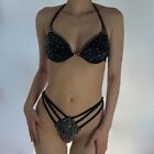 Barely Visible Fitness Bikini Competition Suit Bedazzled Size M