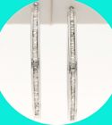 Diamond Hoop Earrings .96CT 14K WG 1 3/4” Long
