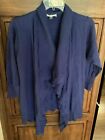 CAbi Chelsea Cardigan Sweater Small Blue Style 835 cotton Open Front waterfall