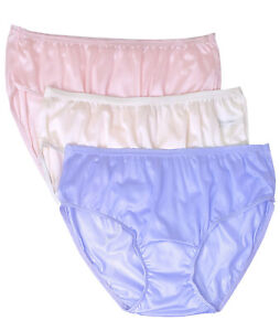 Shadowline Underwear Women's Panty Hipster Nylon 3 Pack Easter Colors Pink Ivory
