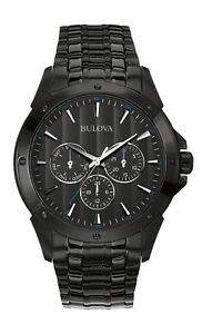 Bulova Classic Men's Quartz Multi-Dial Black Bracelet Watch 43mm 98C121