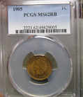 1905 Indian Cent Penny ---- PCGS MS-62 RB Slabbed Graded ---- #443B