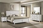 NEW Two-Tone Queen King 4PC White Modern Rustic Bedroom Furniture Set Bed/D/M/N