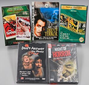 Cult Classics & Vintage Horror Movies Lot of 5 DVD- 24 Total Films B & W / Color