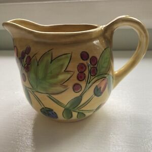 Gates Ware By Laurie Gates Creamer Small Pitcher Wild Berries Golden Yellow