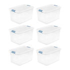 Sterilite 64 Qt Clear Plastic Stackable Storage Bin w/ White Latch Lid, (6 Pack)