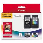 Canon 5206B005 (PG-240XL/CL-241XL) High-Yield Ink & Paper Combo Pack, Black/Tri-