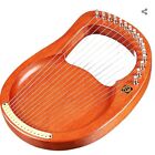 16-String Lyre Harp Metal Strings Solid Wood String Instrument W/ Carry Bag