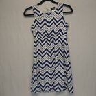 2-Hip By Wrapper White With Blue Chevron Girl's Dress Size 12 57911