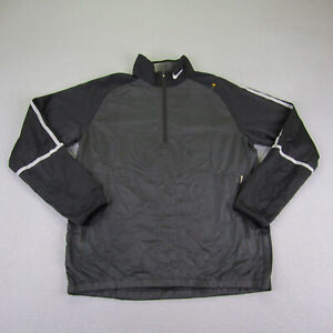 Nike Jacket Mens Medium Black Windbreaker Pullover Quarter Zip Golf Golfer Gym ^