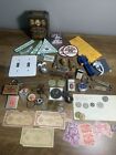 VTG. Junk Drawer Lot Coins/Tokens/Currency Stamps Patches Much More