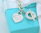 Please Return To Tiffany & Co Silver Heart Tag Toggle Chain Necklace 16.75