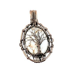 Gift For Her Wild Horse Magnesite Tree Of Life And Wire Wrapped Copper 2.64