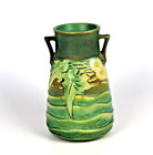 ROSEVILLE Pottery ☆ Luffa Pattern 683-6 Green Vase 6 1/2