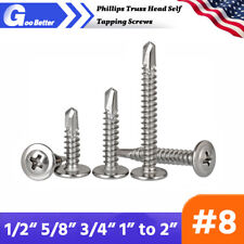 #8 Phillips Truss Head Self Tapping Screws 410 Stainless Steel 1/2