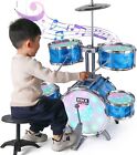 Kids Drum Set for Toddlers with 5 High Drums & Lights (Vibrating-Controlled) ...